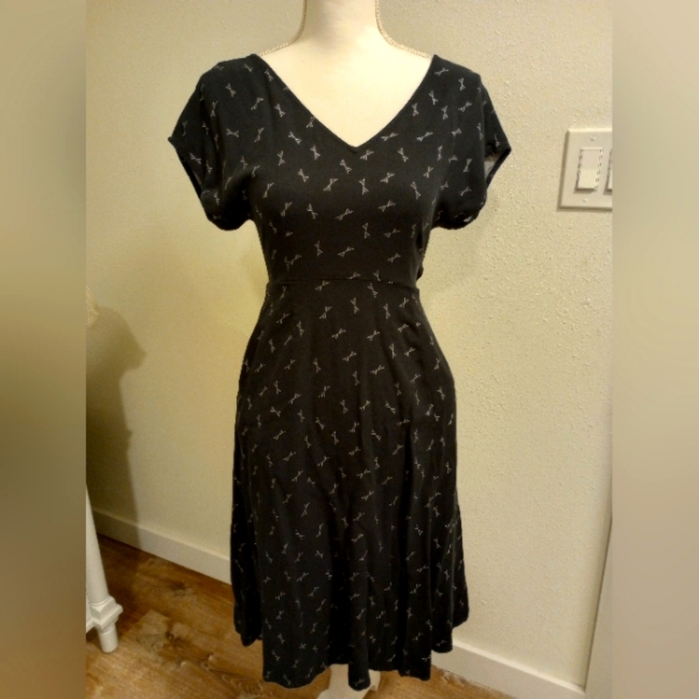 CJLA Black Midi Wrap Dress, Sz S